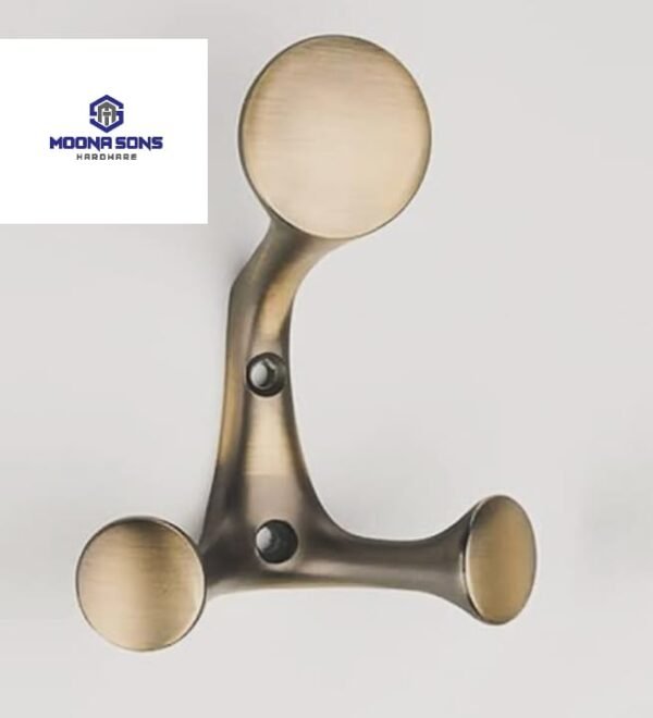 Clothes hook with 3 hooks zinc bronze